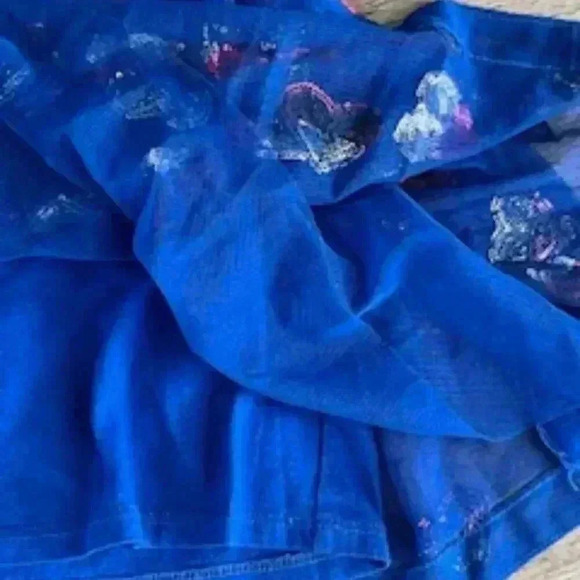 Cat & Jack‎ Tule Skirt  girls XS 4/5 Blue tule red Sequin Hearts  lined - Picture 4 of 11